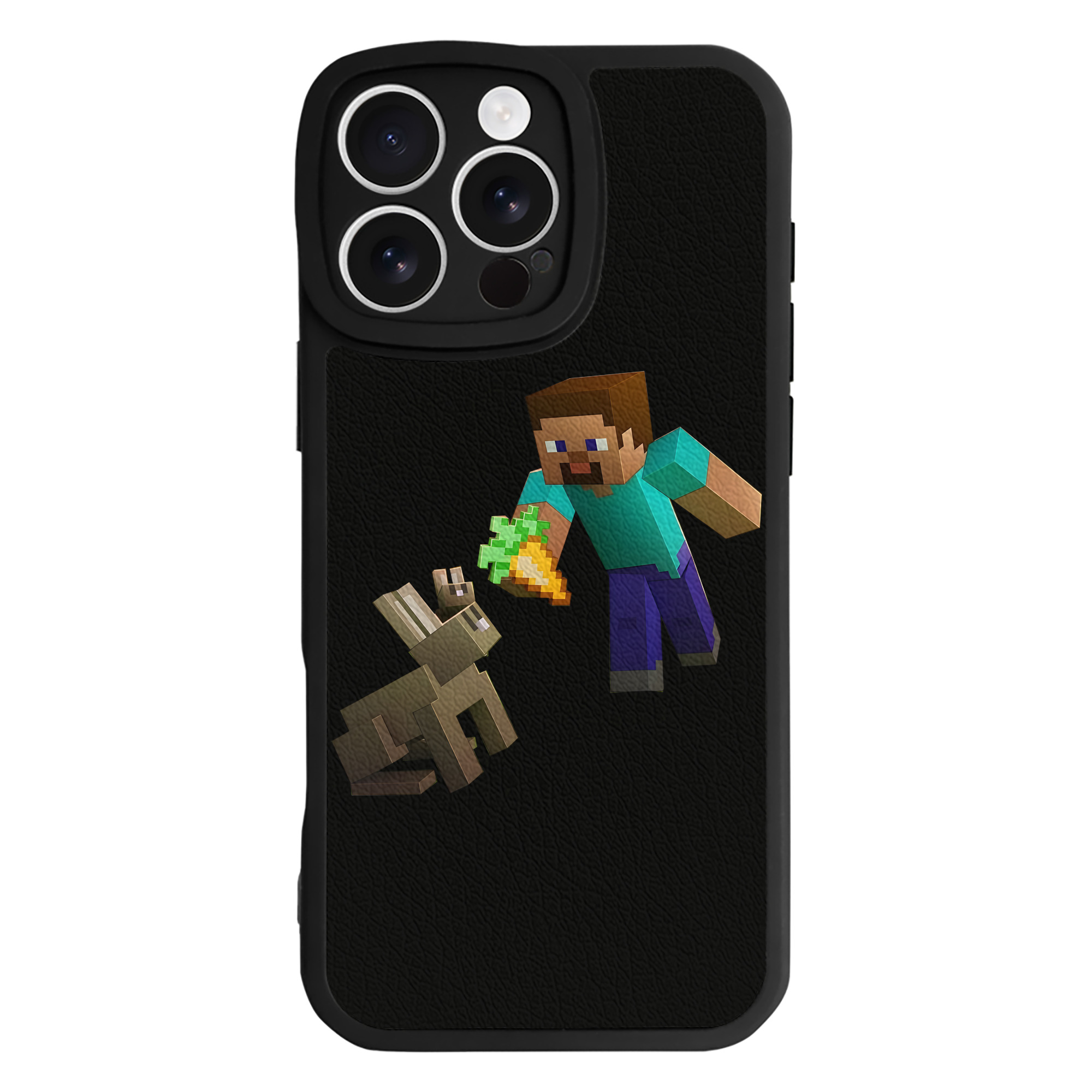 （画像用） マインクラフト ブロックの世界 Minecraft MC Block world 【iPhone 16シリーズ対応】シリコンスマホケース（レザー調） 材質：シリコン